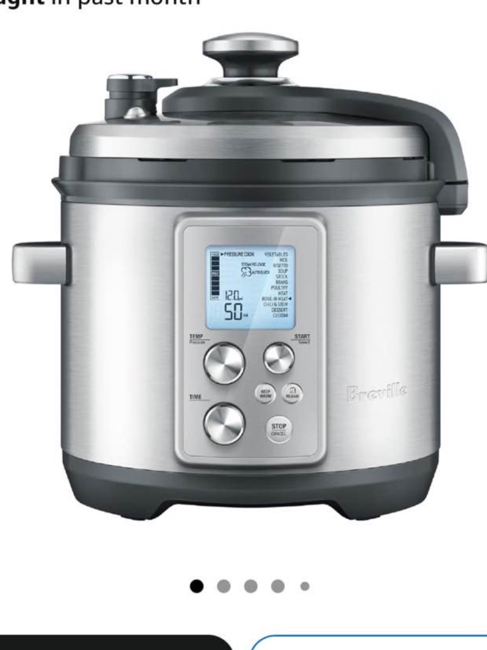 Breville Stainless Steel and Black Pressure Cooker (Silver, Black)